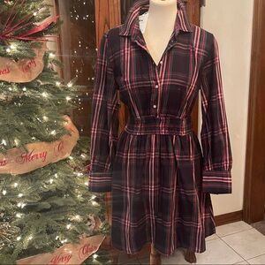 Plaid Button-Up Dress